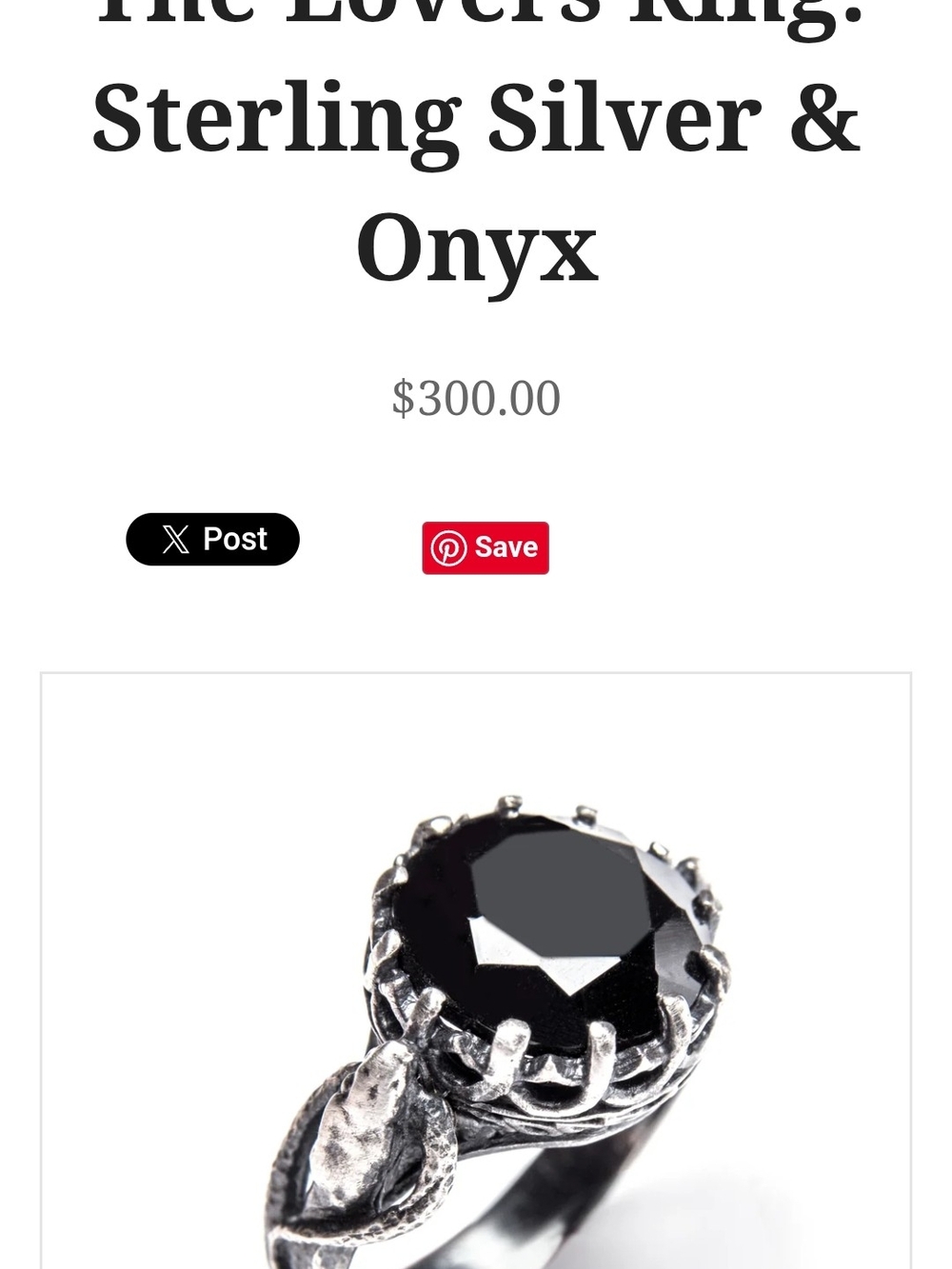 Sterling Silver Black Onyx Statement Ring